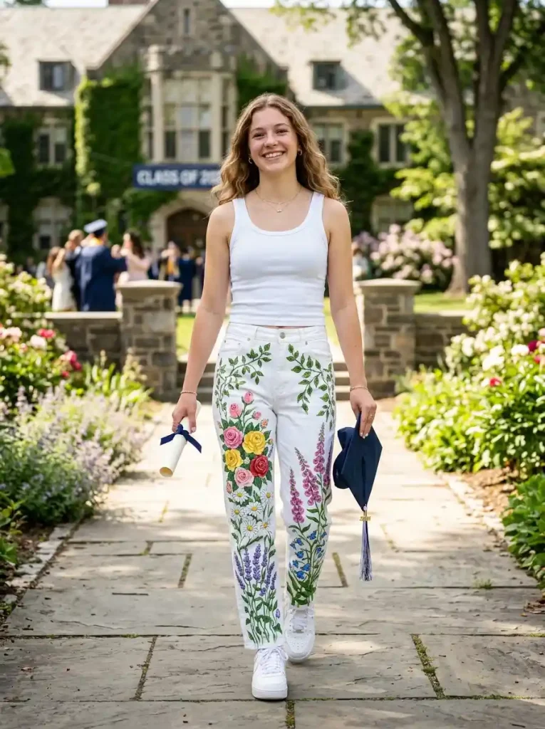 10-Floral Senior Jeans Idea
