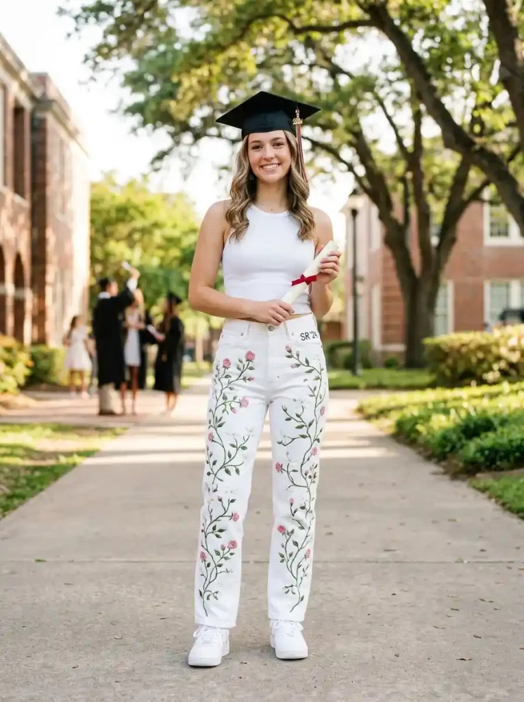 12-Floral Senior Jeans Idea