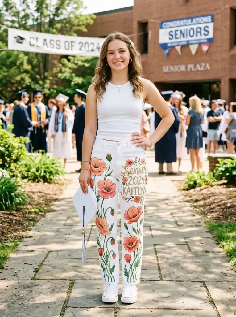 13-Floral Senior Jeans Idea