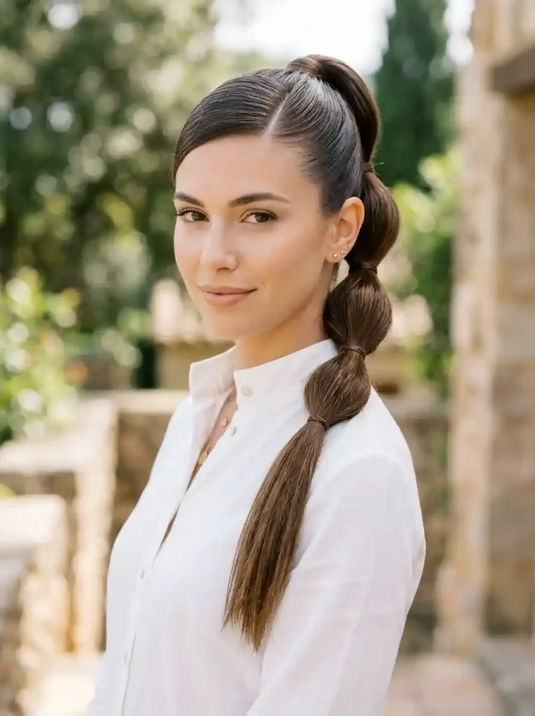 13. Bubble Ponytail with a Side Part