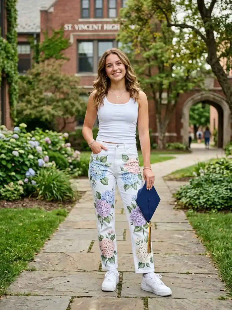 14-Floral Senior Jeans Idea