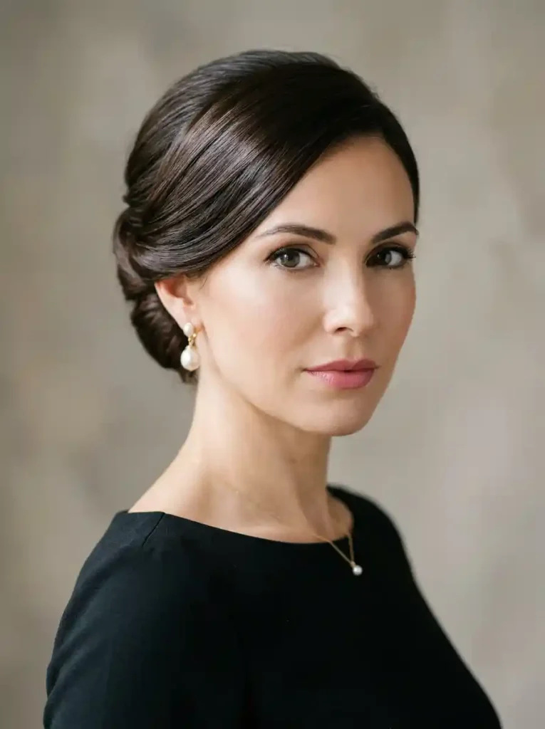 14. Elegant Side Part French Twist