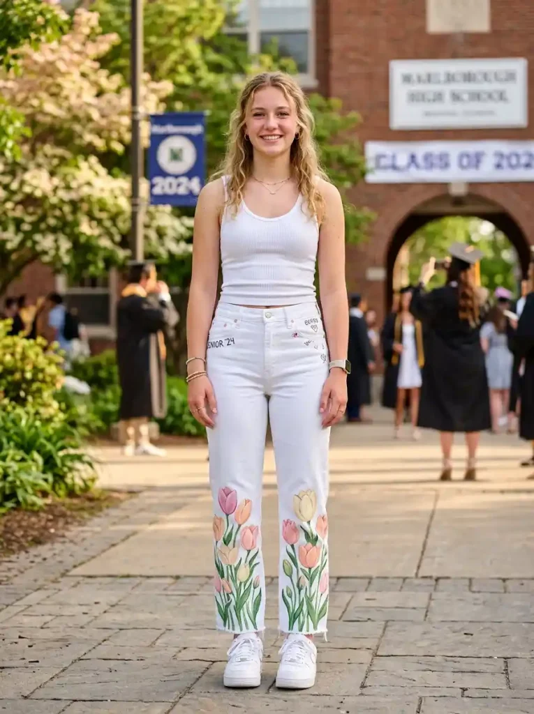 16-Floral Senior Jeans Idea