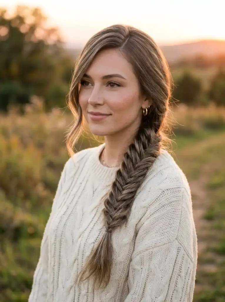 16. Side Part Fishtail Braid