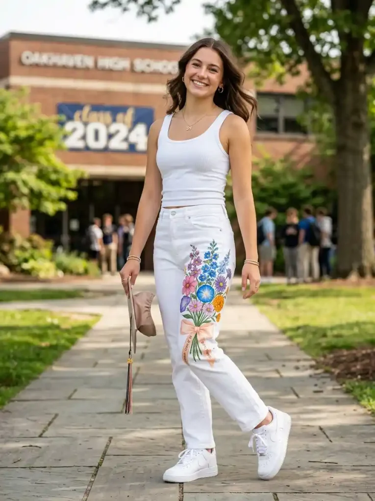 17-Floral Senior Jeans Idea