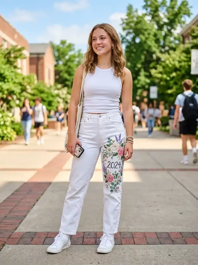 19-Floral Senior Jeans Idea