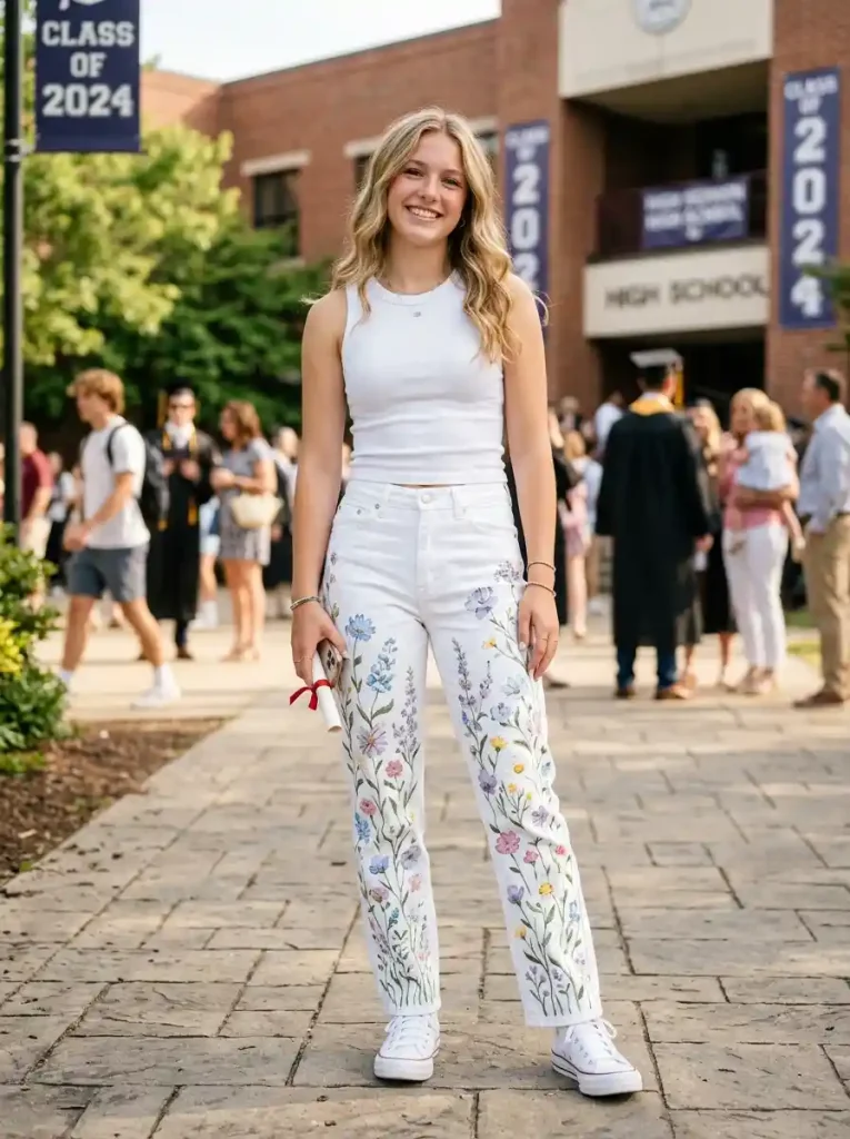 2-Floral Senior Jeans Idea
