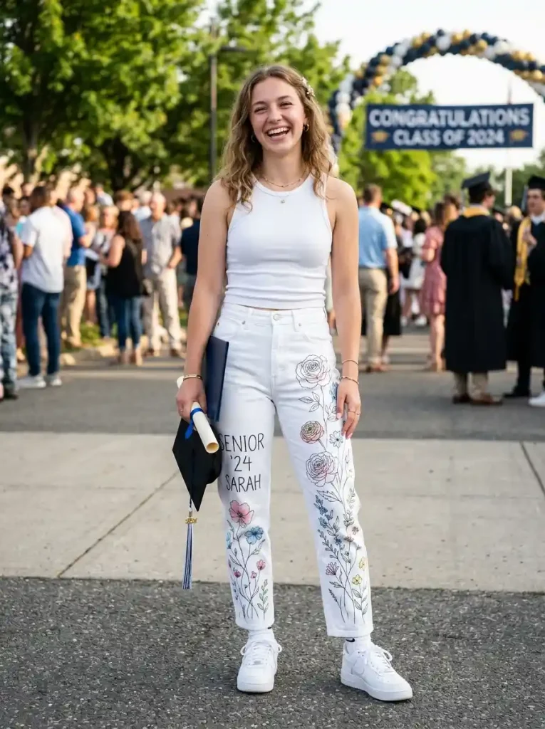 20-Floral Senior Jeans Idea