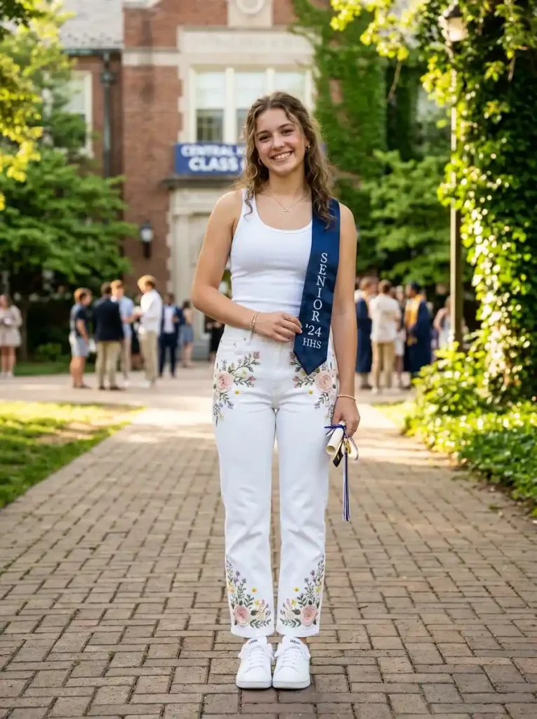 21-Floral Senior Jeans Idea