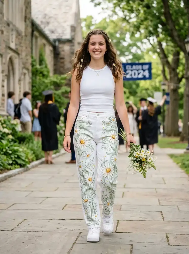 3-Floral Senior Jeans Idea