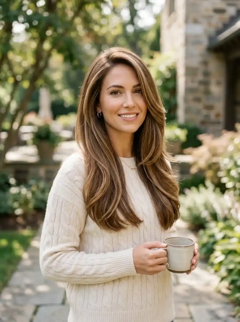 3. Long Layered Hair with a Side Part