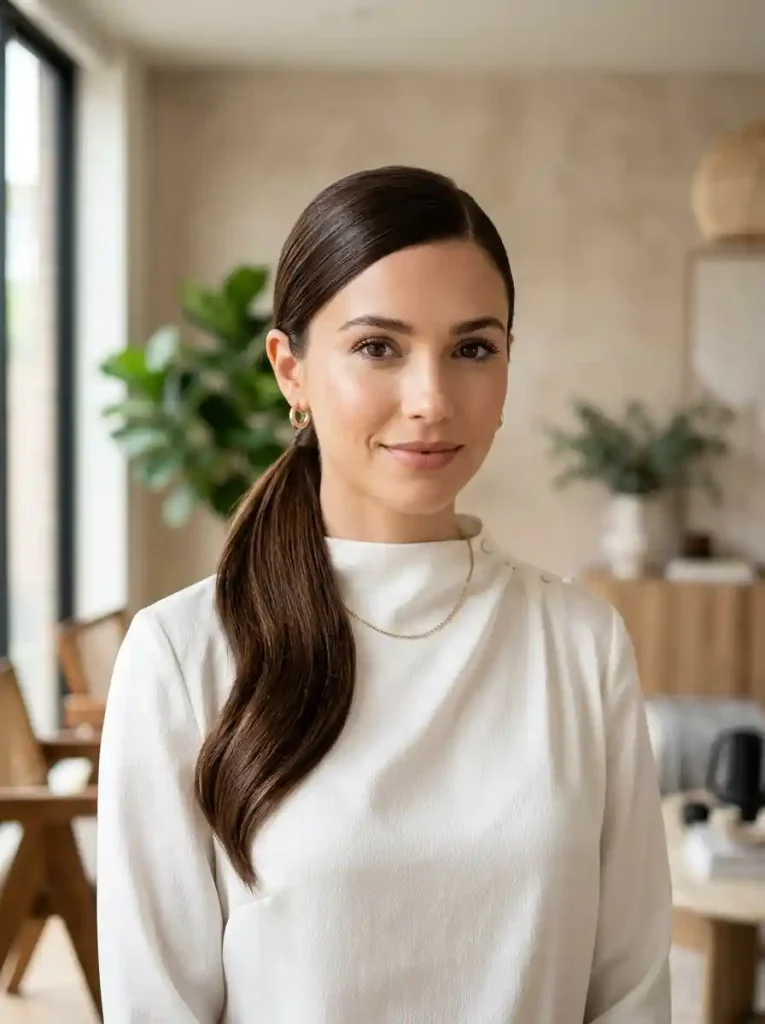 4. Low Side Part Ponytail