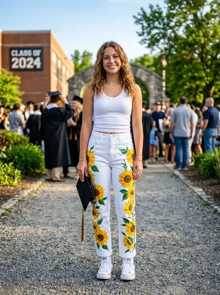 5-Floral Senior Jeans Idea