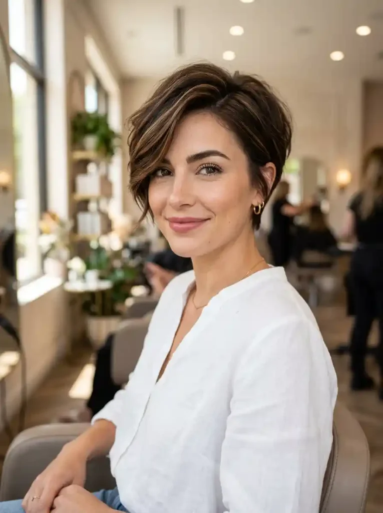 6. Textured Side Part Pixie Cut