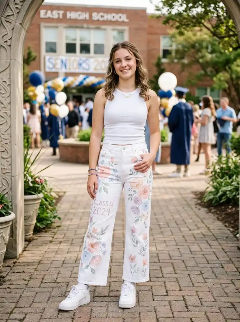 9-Floral Senior Jeans Idea