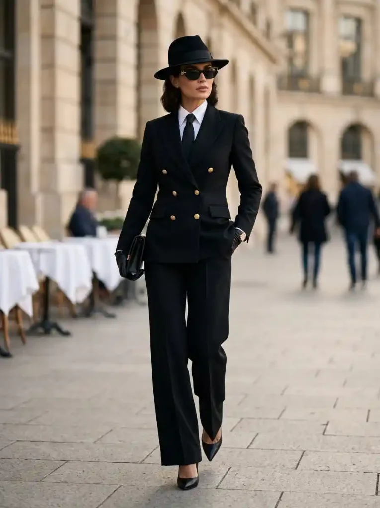 1. Double-Breasted Power Suit with Fedora