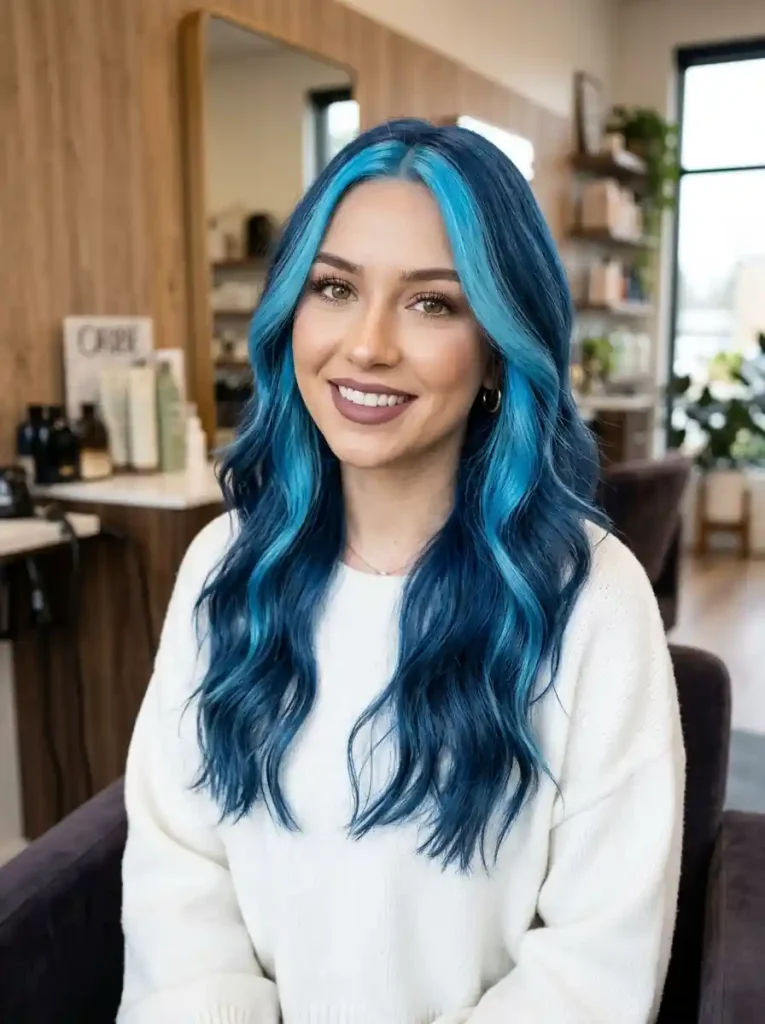 11. Denim Blue Hair with Sky Blue Stripe