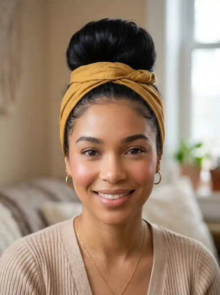 11. Knotted Bandana Top Bun