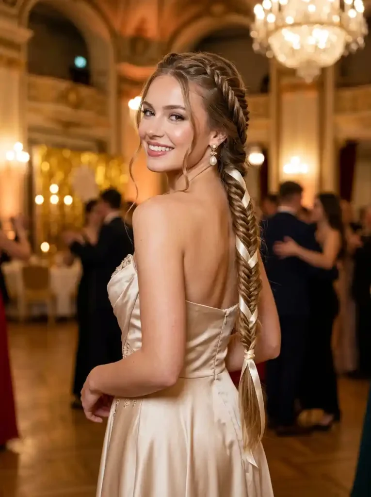 11. Ribbon-Laced Fishtail Braid