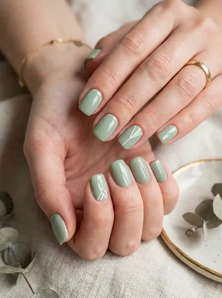 11. Sage Green Minimal Nails
