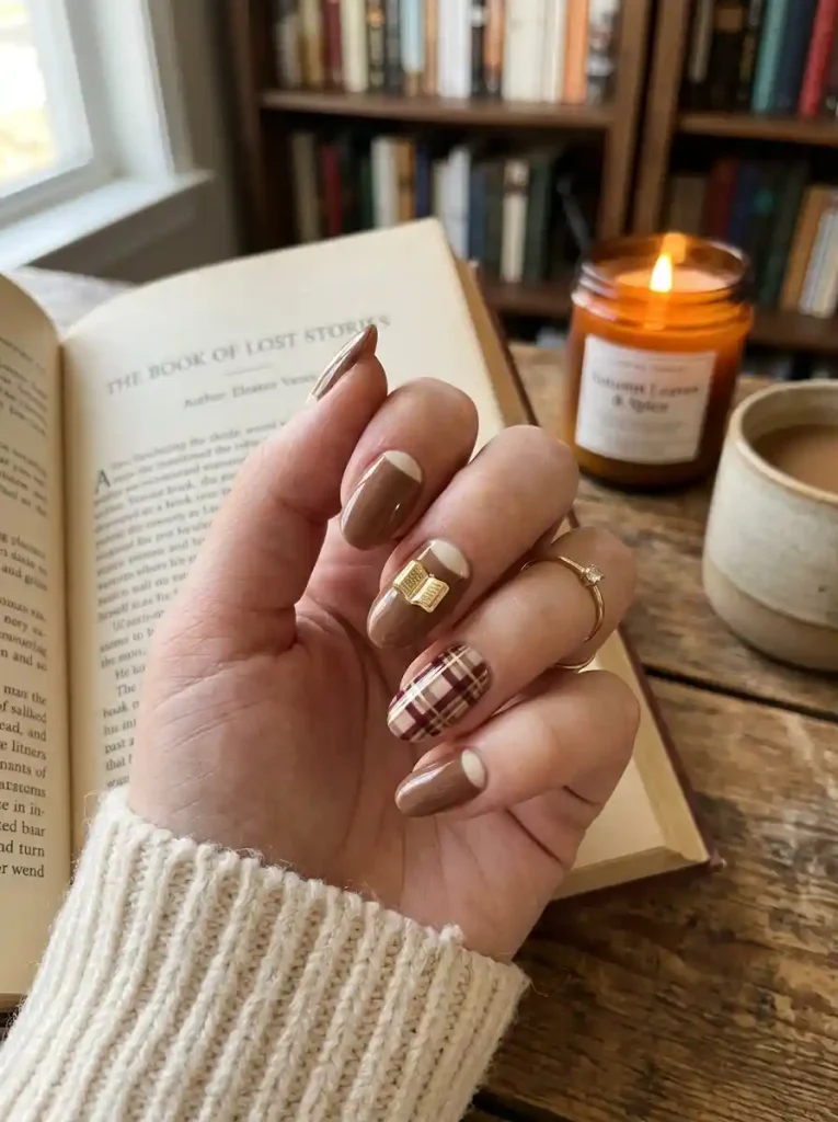 11.Mocha Bookish Nails