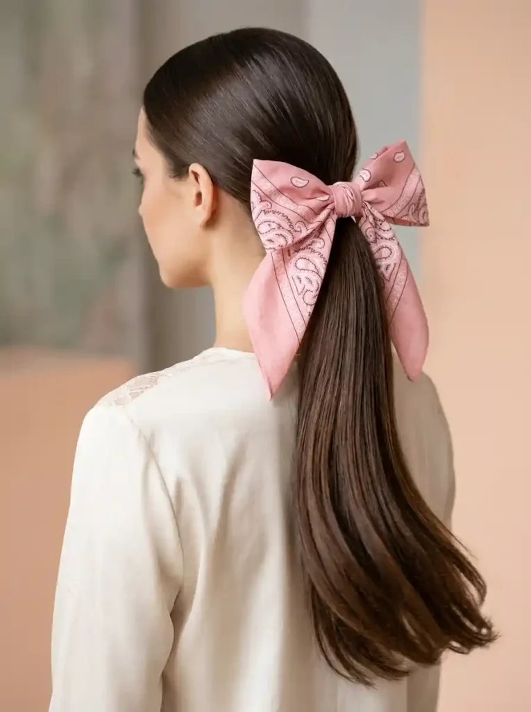 13. Bandana Bow Ponytail