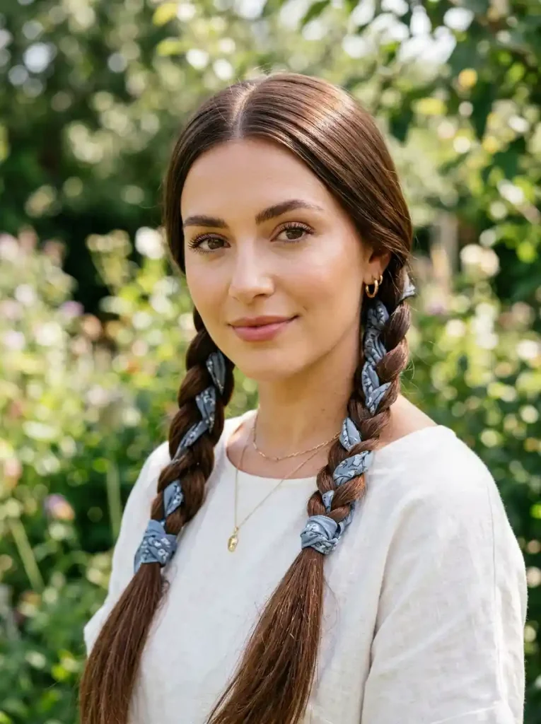 13. Double Braids with Bandana Lacing