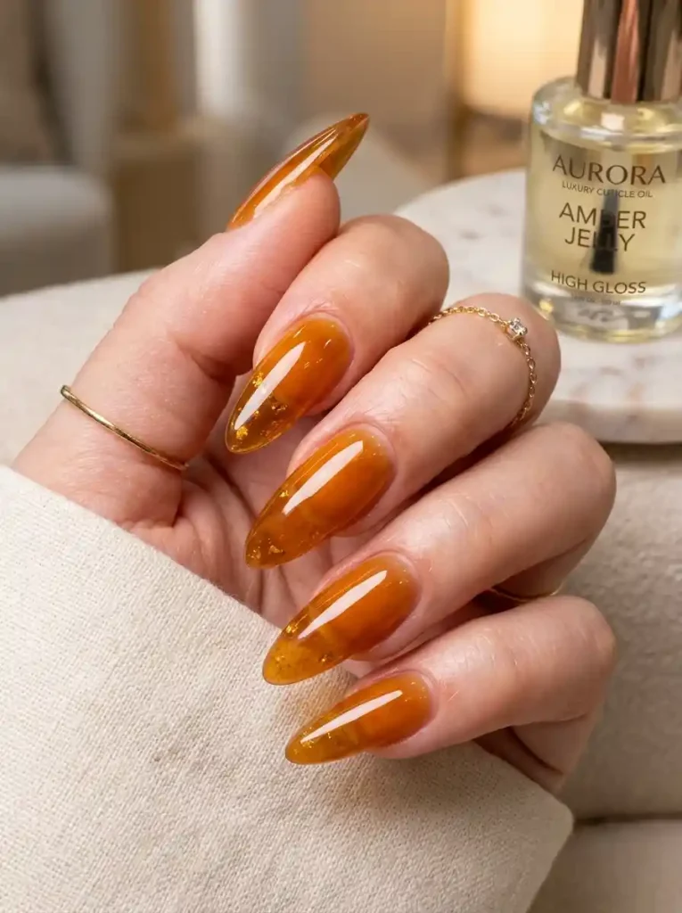 15. Amber Jelly Nails