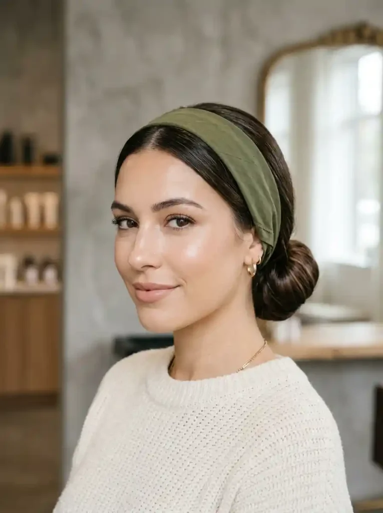 15. Folded Bandana Headband Bun
