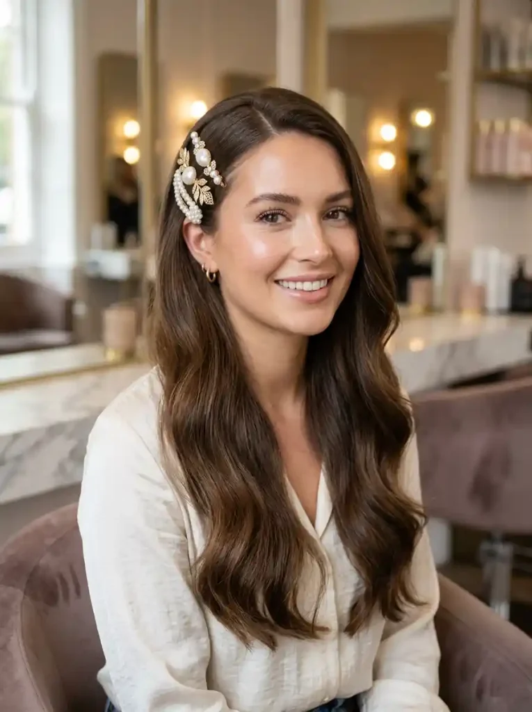 16. Loose Hair with Decorative Clips