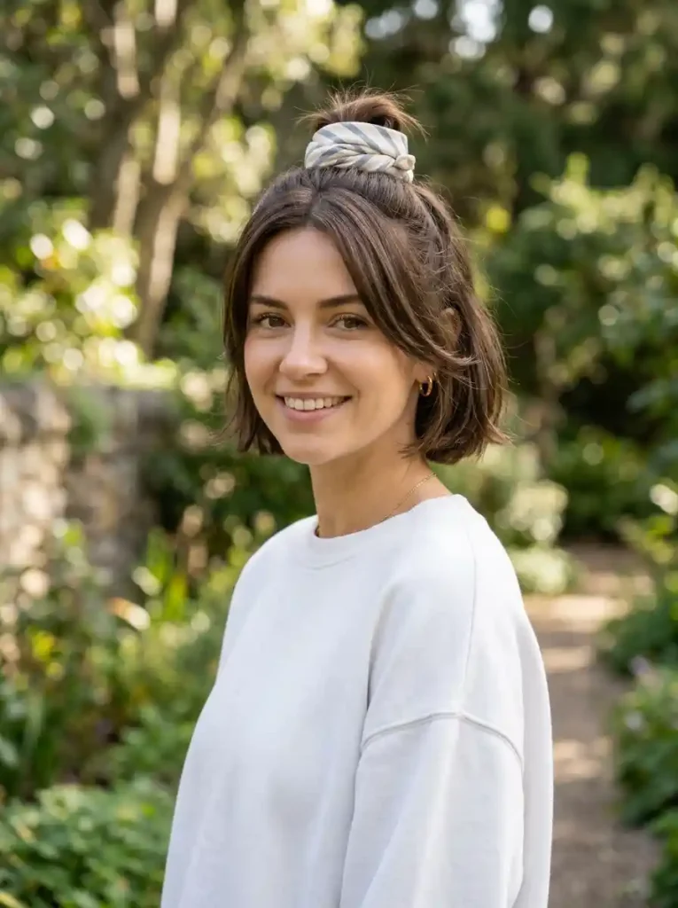 17. Casual Weekend Bandana Mini Bun