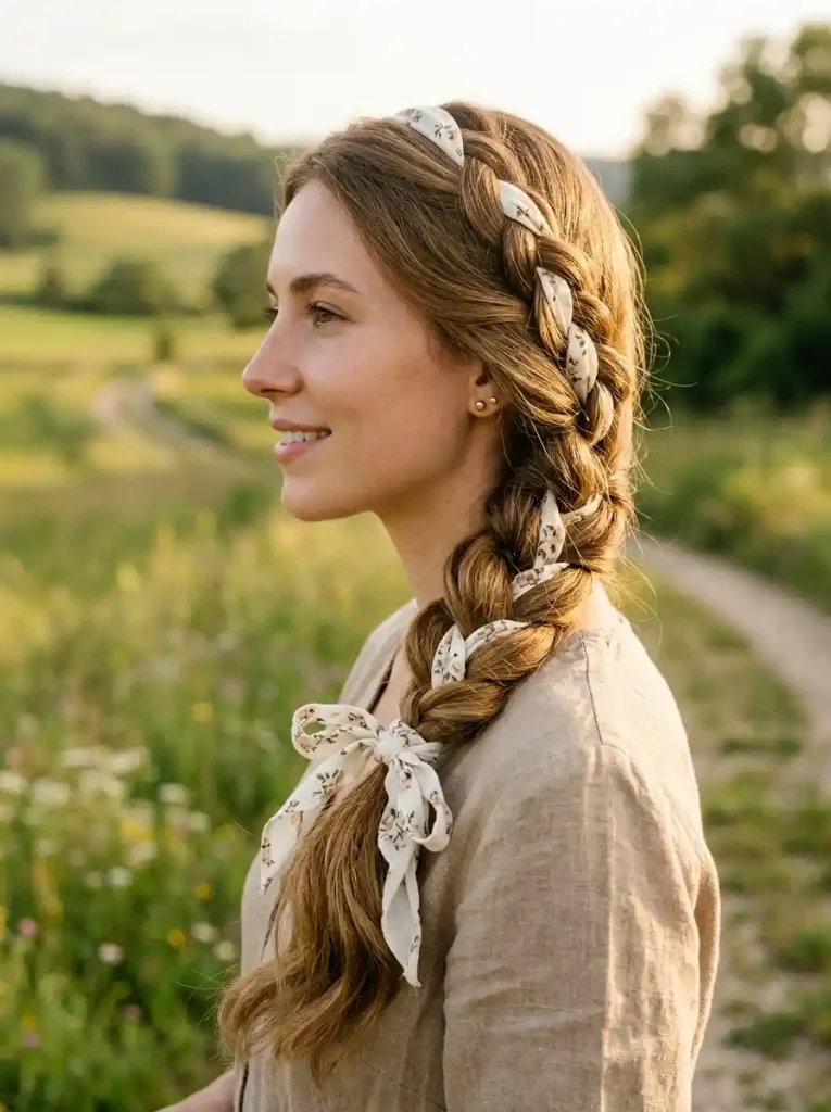 17. Side Scarf Braid-Bandana Hairstyles