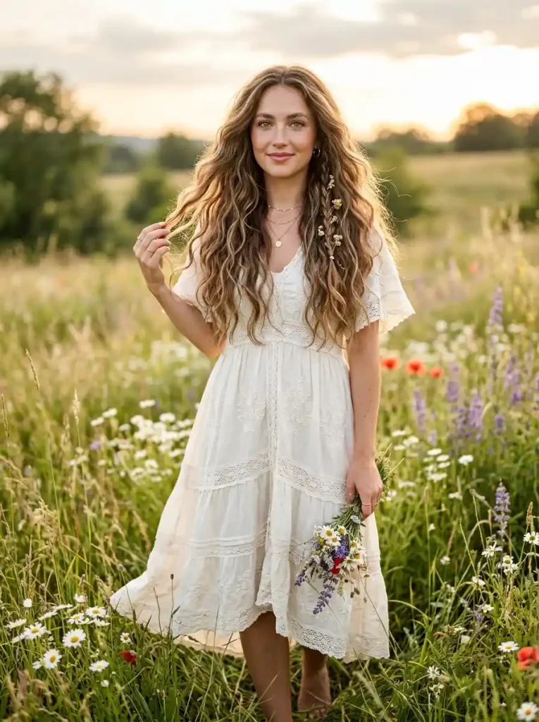 18. Boho-Inspired Wavy Hair
