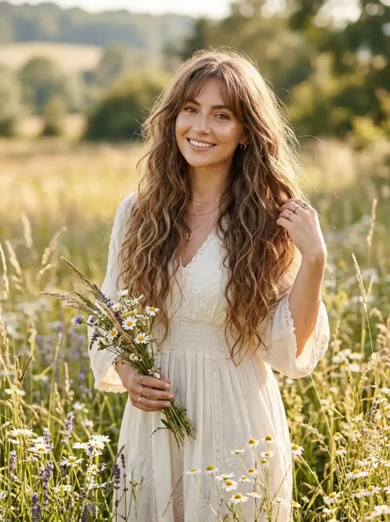 18. Boho Waves with Soft Fringe