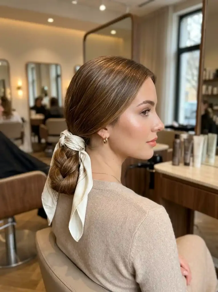 19. Low Braided Loop with Silk Scarf