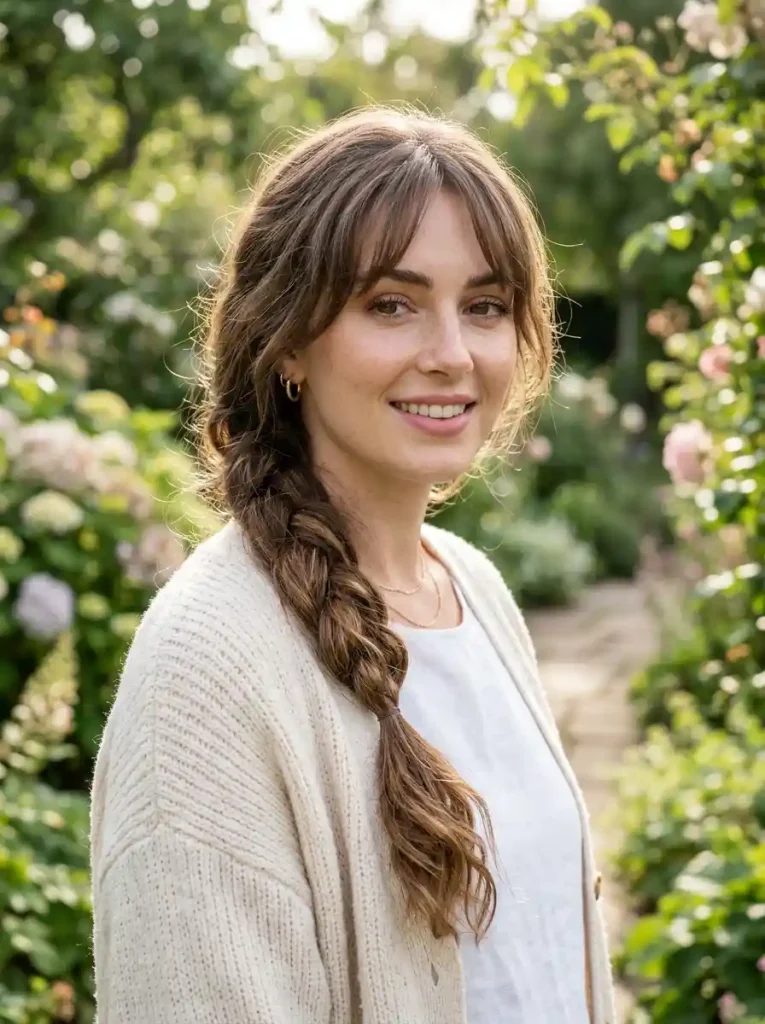 20. Loose Side Braid with Wispy Bangs