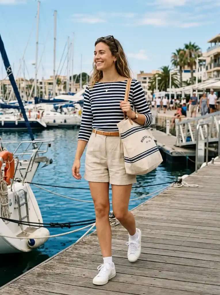 20. Striped Boat-Neck Top