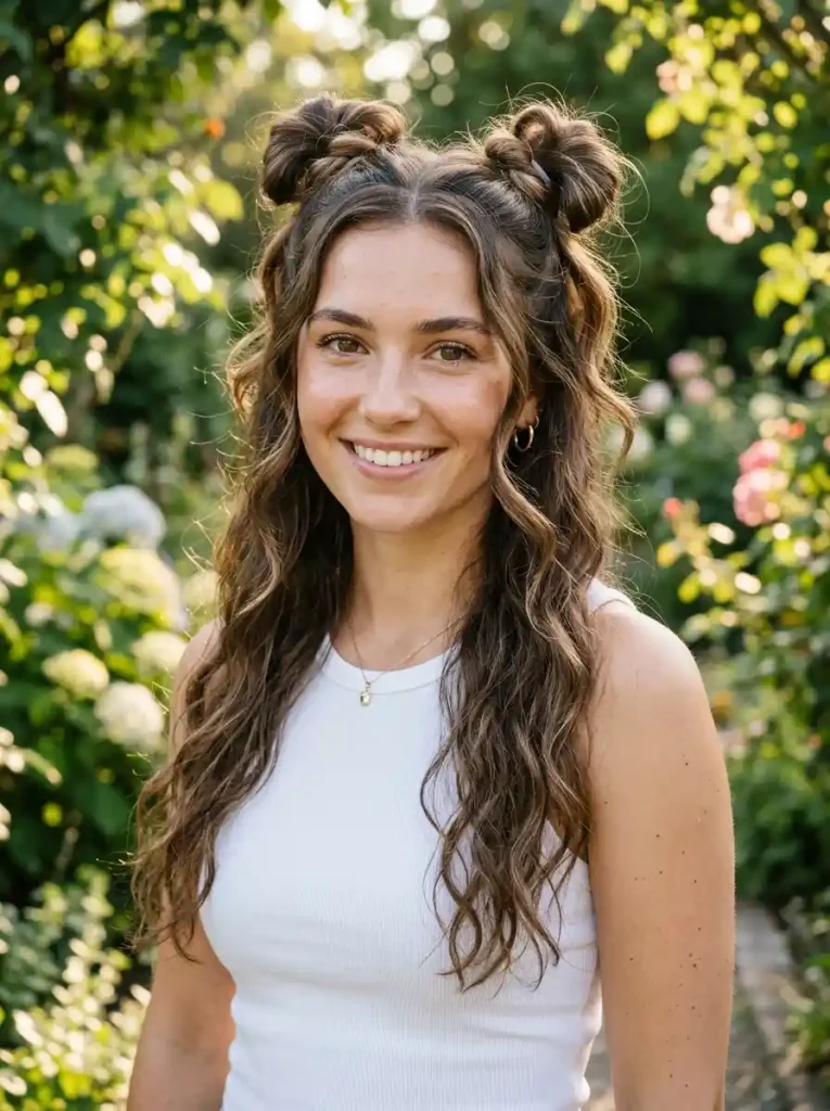20. Wavy Space Buns