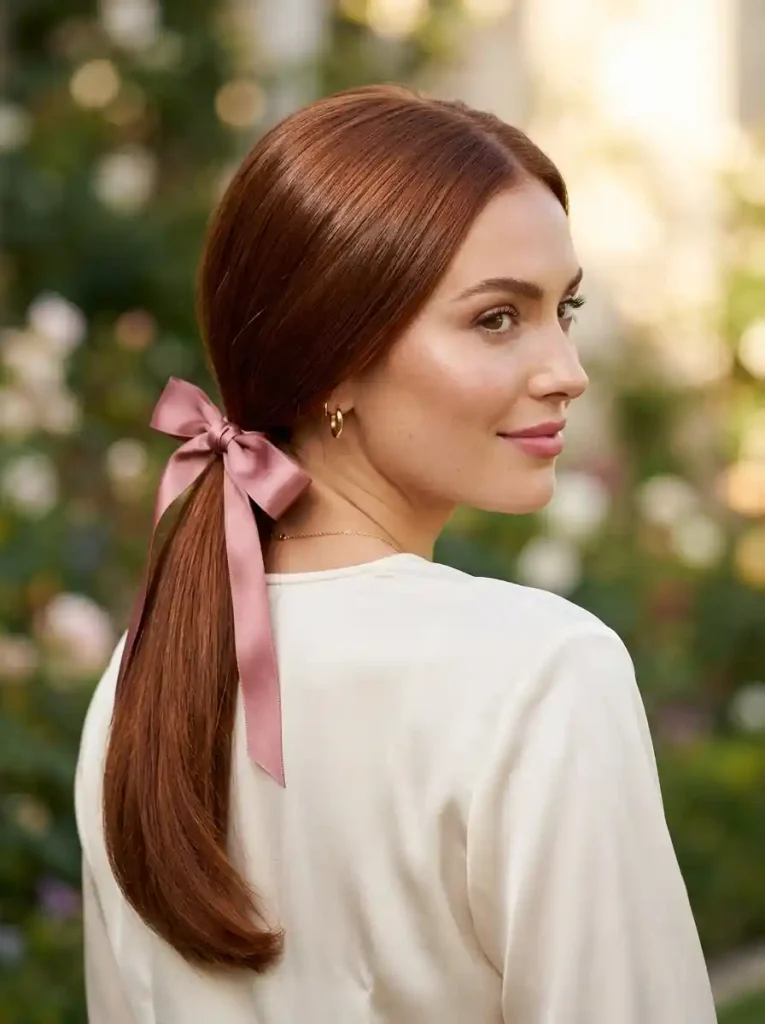 21. Ribbon Ponytail-Fast Hairstyles for Long Hair