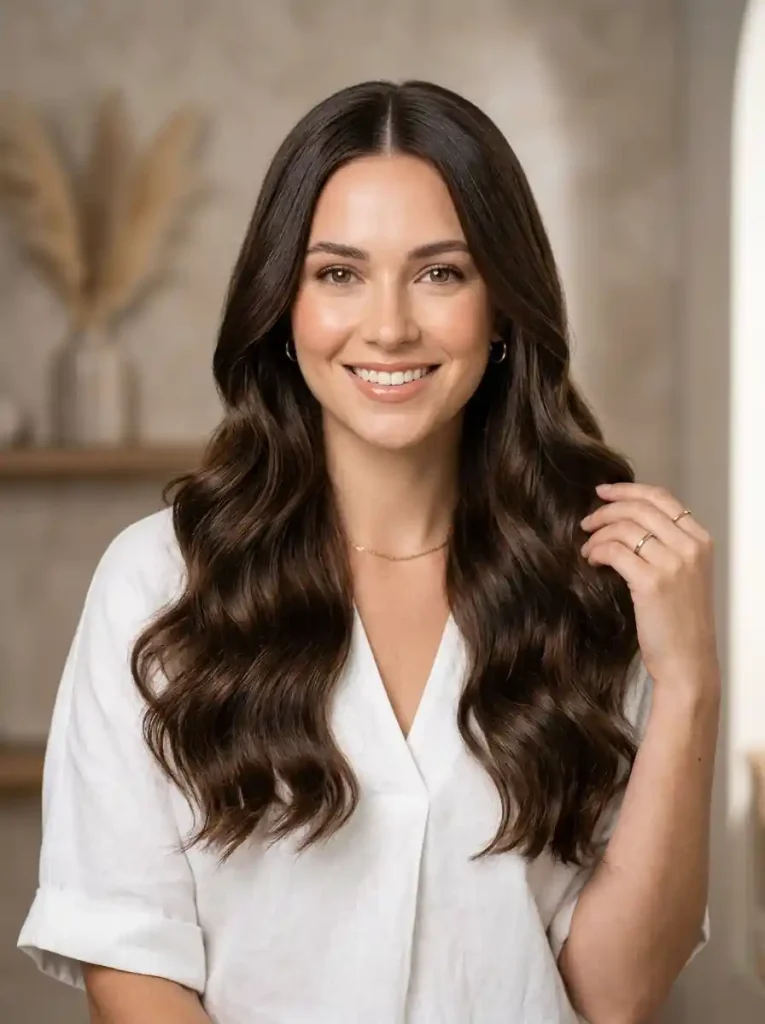 23. Sleek Roots with Soft Wavy Ends