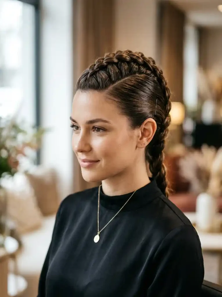 3. Braided Faux Hawk Plait