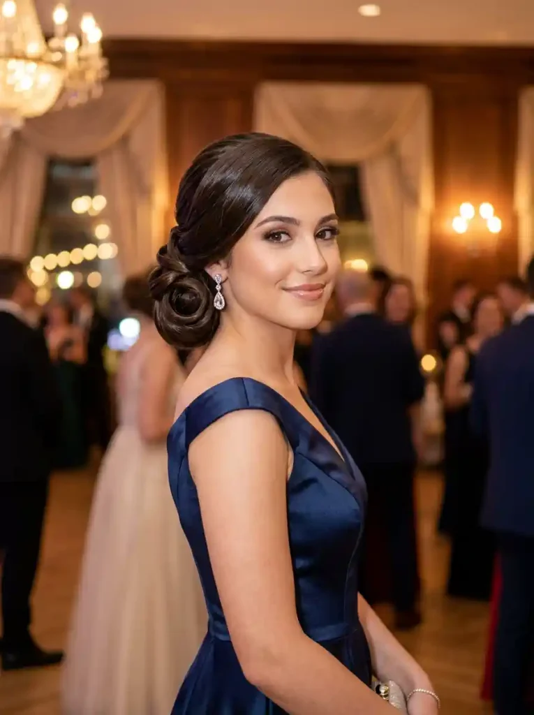 3. Sculpted Low Loop Bun-prom hairstyles for long hair