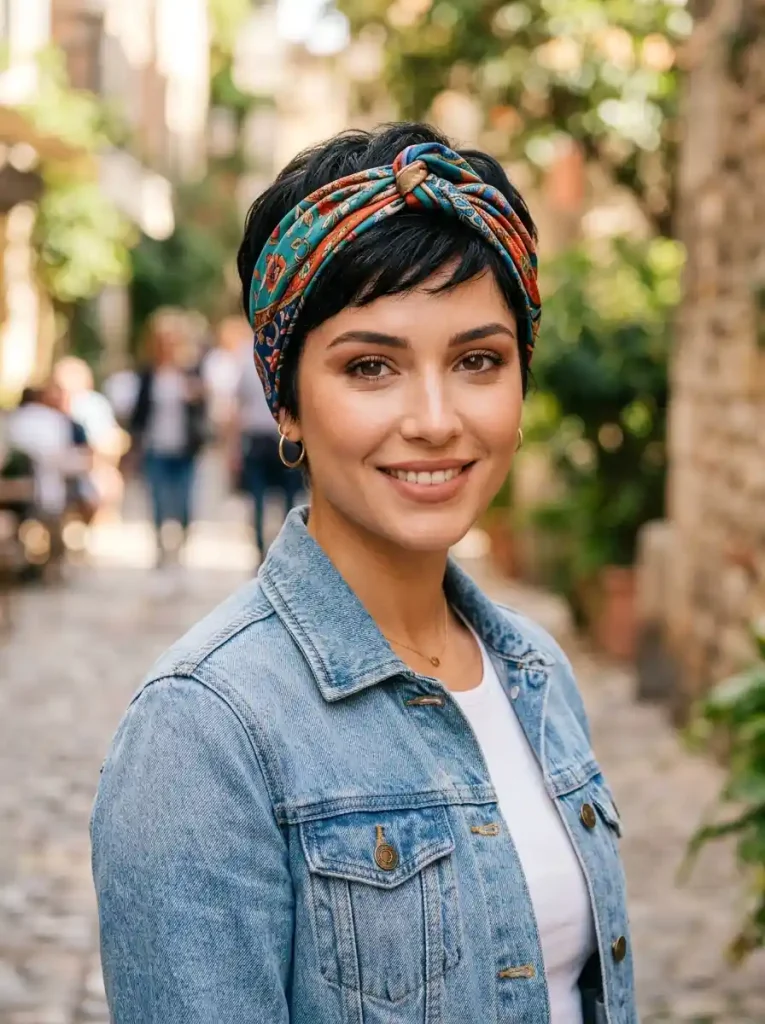 3. Top Twist Scarf Pixie