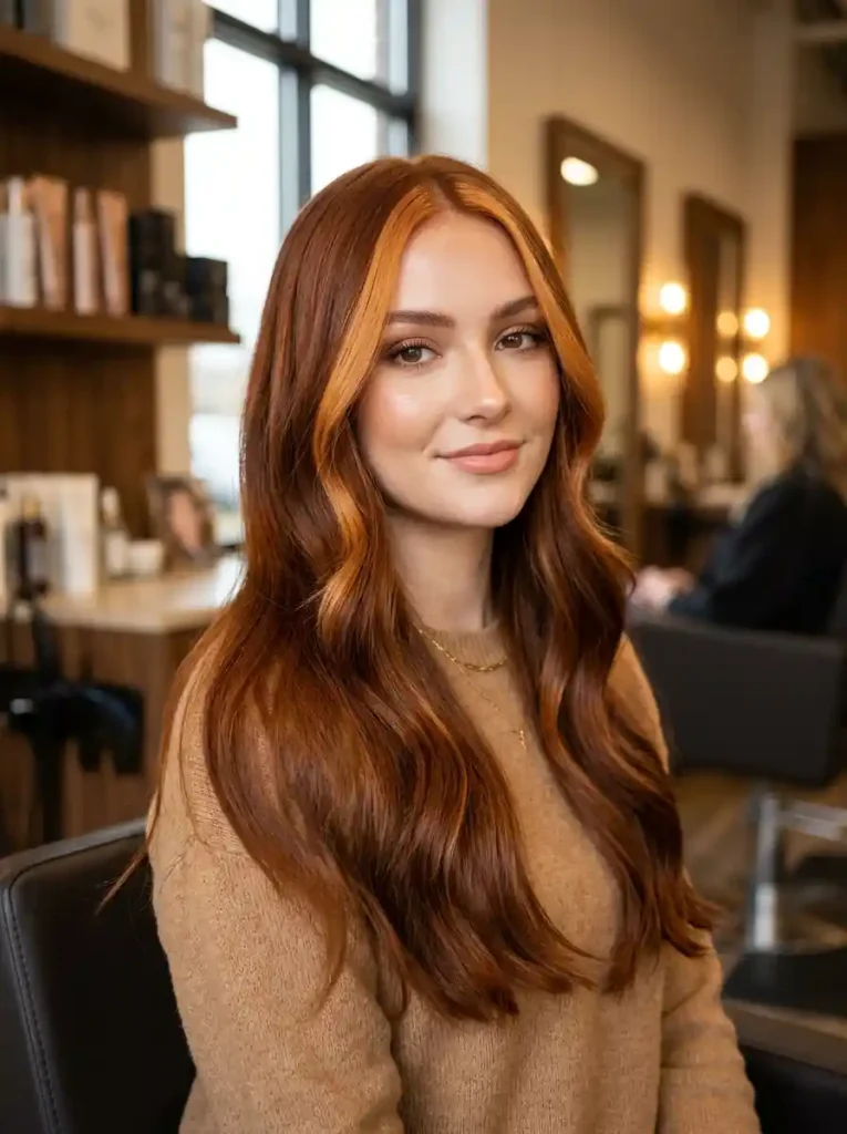 4. Auburn Hair with Golden Copper Stripe