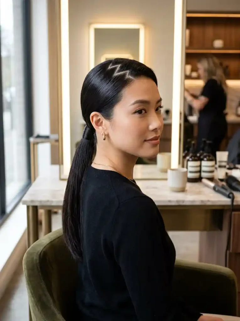 5. Zigzag Part Ponytail