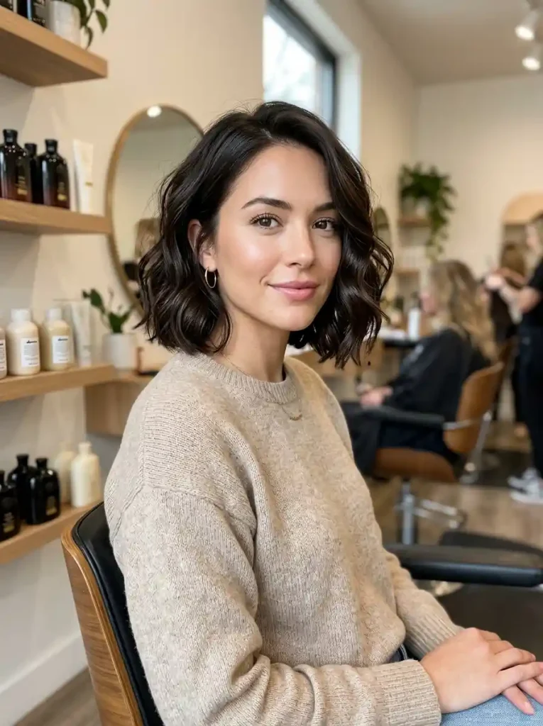 7. Chin-Length Wavy Bob