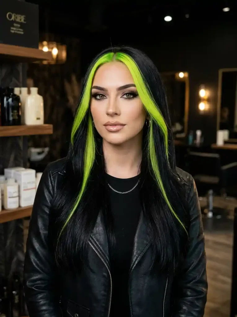 7. Jet Black with Neon Lime Stripe