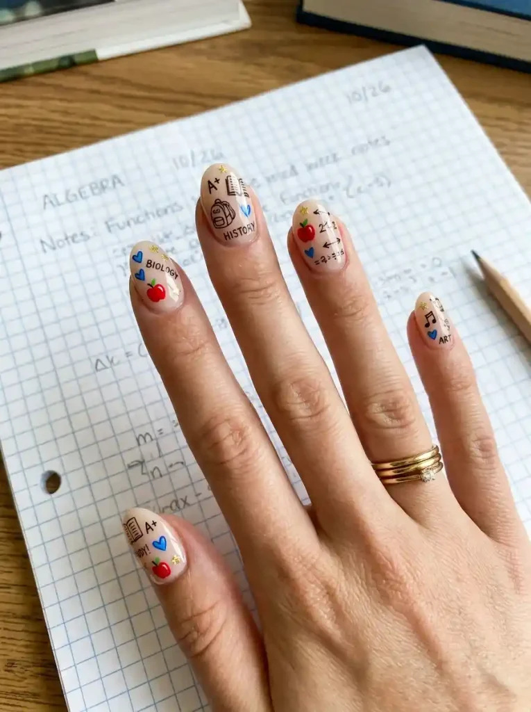 7. Notebook Doodle Nails