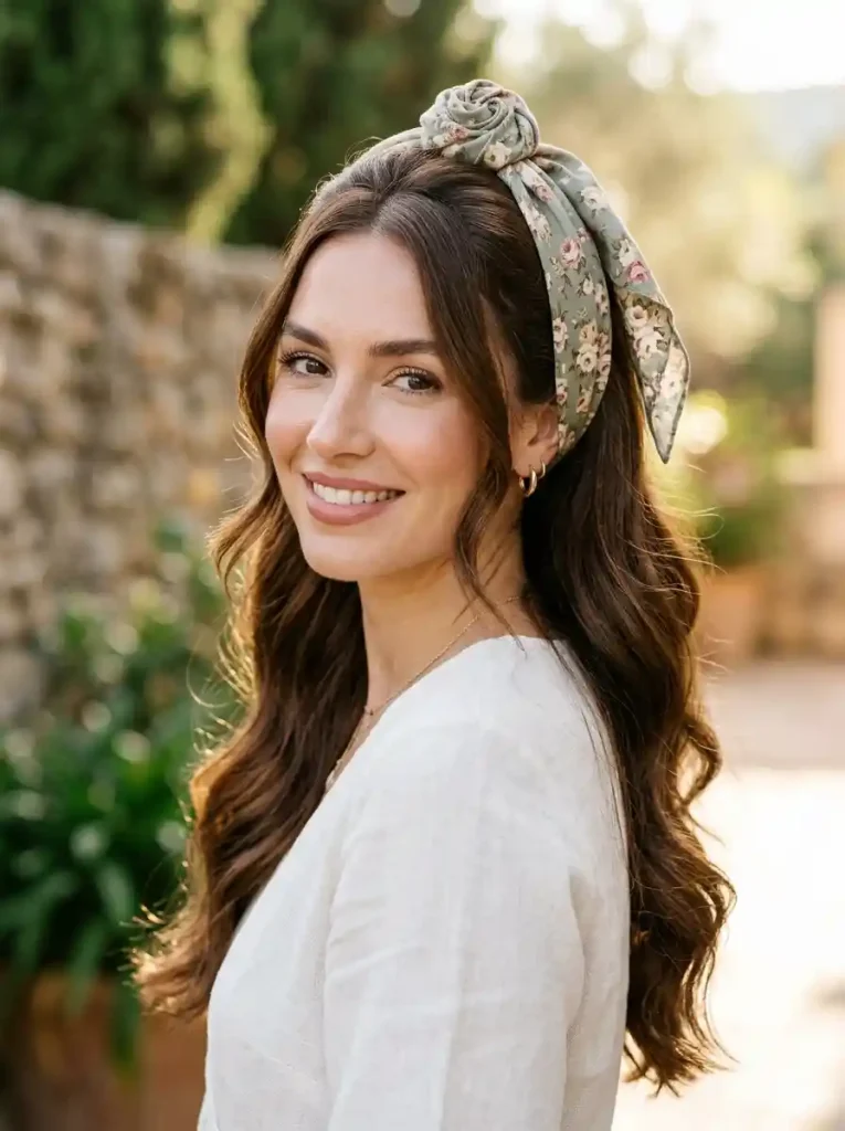 9. Half-Up Bandana Rosette