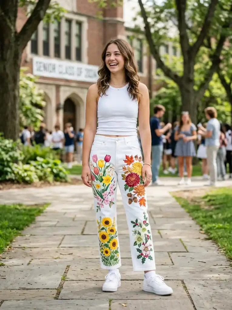 22-Floral Senior Jeans Ideas